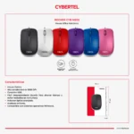 MOUSE CYBERTEL ROCKER CYB M202W USB COLORES