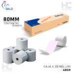 PAPEL CONTOMETRO TERMICO 48GR 80X80X013 GALLO -ROLLO