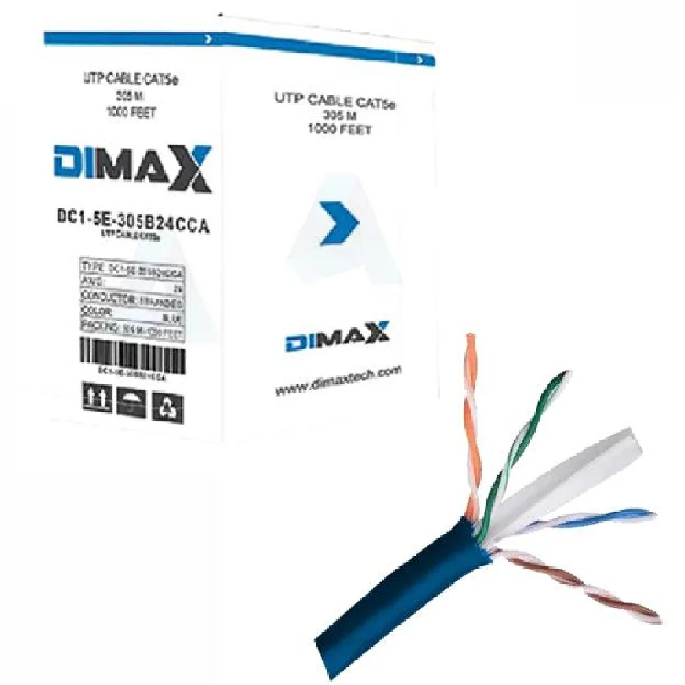 DIMAXDC1-5E-305B24CCA_1000x CABLE UTP CAT5E COLOR AZUL 24AWG CCA DIMAX - Imagen 1