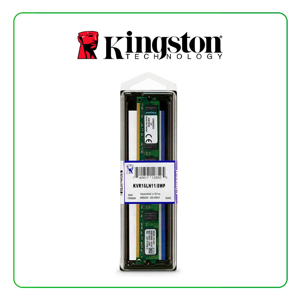 MEMORIA DDR3 8GB 1600MHZ KINGSTON KVR16LN11 8WP PC3L-12800 CL-11 P PC MEMORIA DDR3 8GB 1600MHZ KINGSTON KVR16LN11/8WP PC3L-12800 CL-11 P/PC - Imagen 1