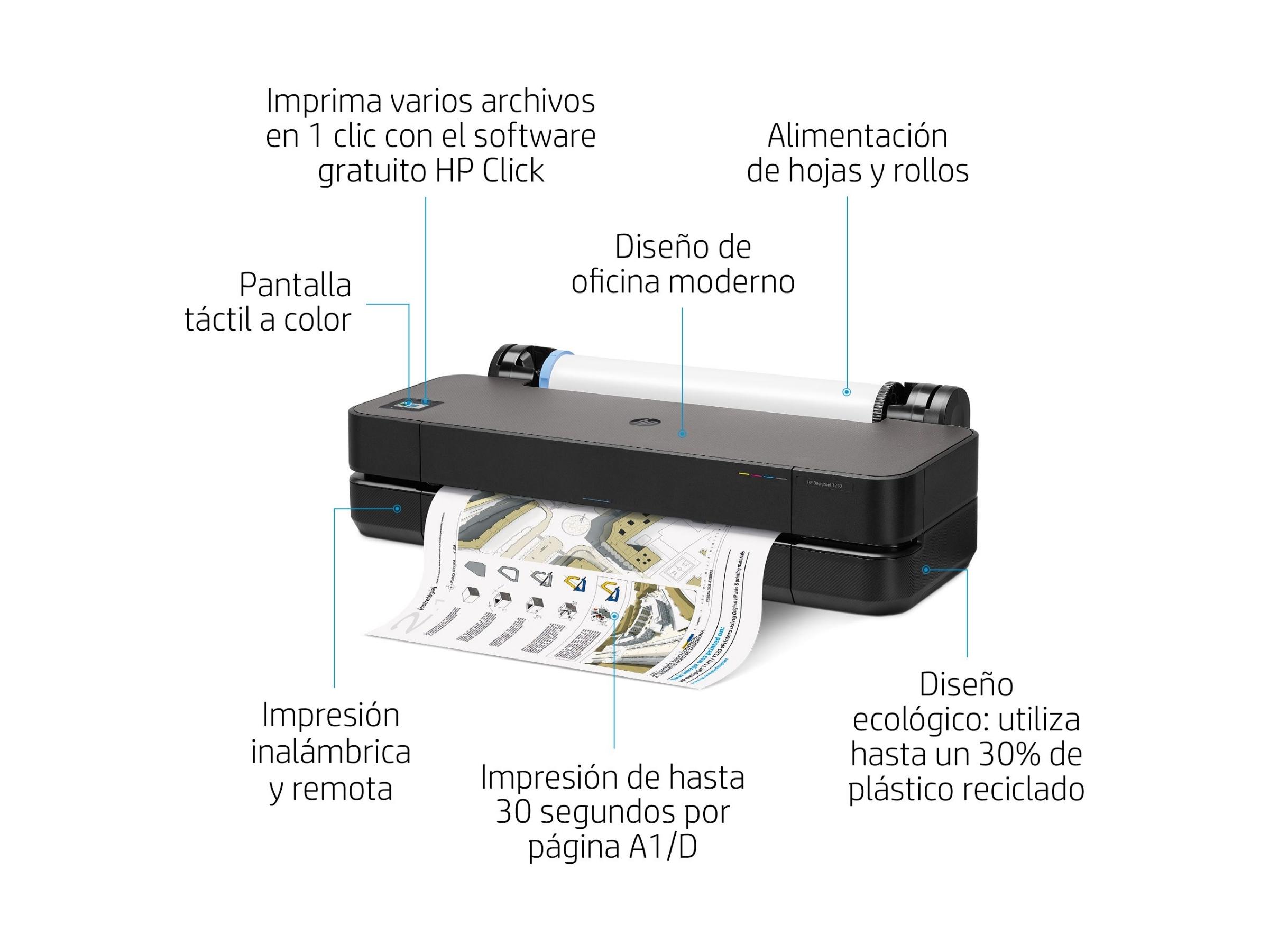 IMPRESORA-PLOTTER-HP-DESIGNJET-T250-24IN-2 PLOTTER HP DESIGNJET T250 24-IN 5HB06D (A1) - Imagen 1